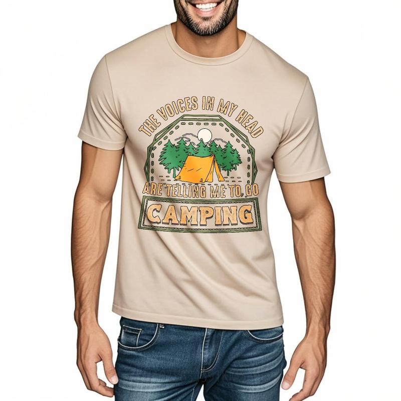 Plus Size Summer Teenagers tshirt The Voices In My Head Are Telling Me To Go Camping Short Sleeve Cotton O Neck Tshirt