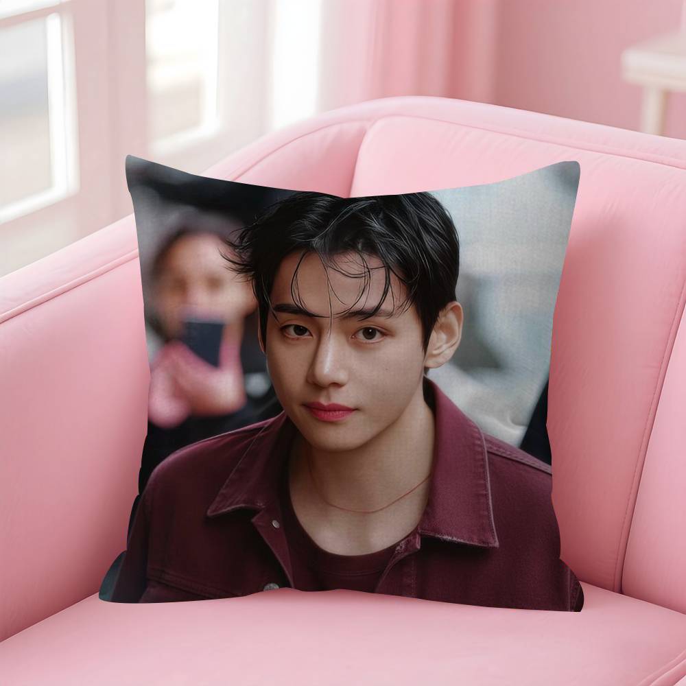 Singer Kim T-Tae-Hyung Office Cushion Pillowcase Car Cushion Cover45X45Cm Lumbar Pillowcase Sofa Pillowcover