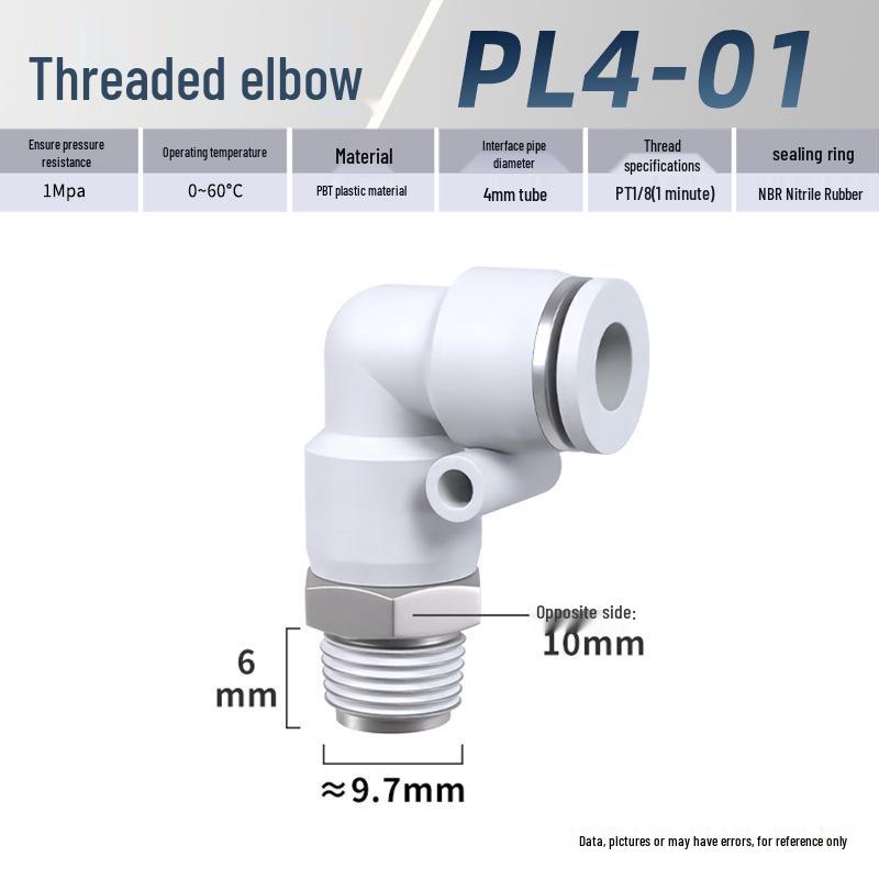 Zhuoji Pneumatic Quick Connect Elbow Fitting PL8-02/4-M5/6-01/10-03/1