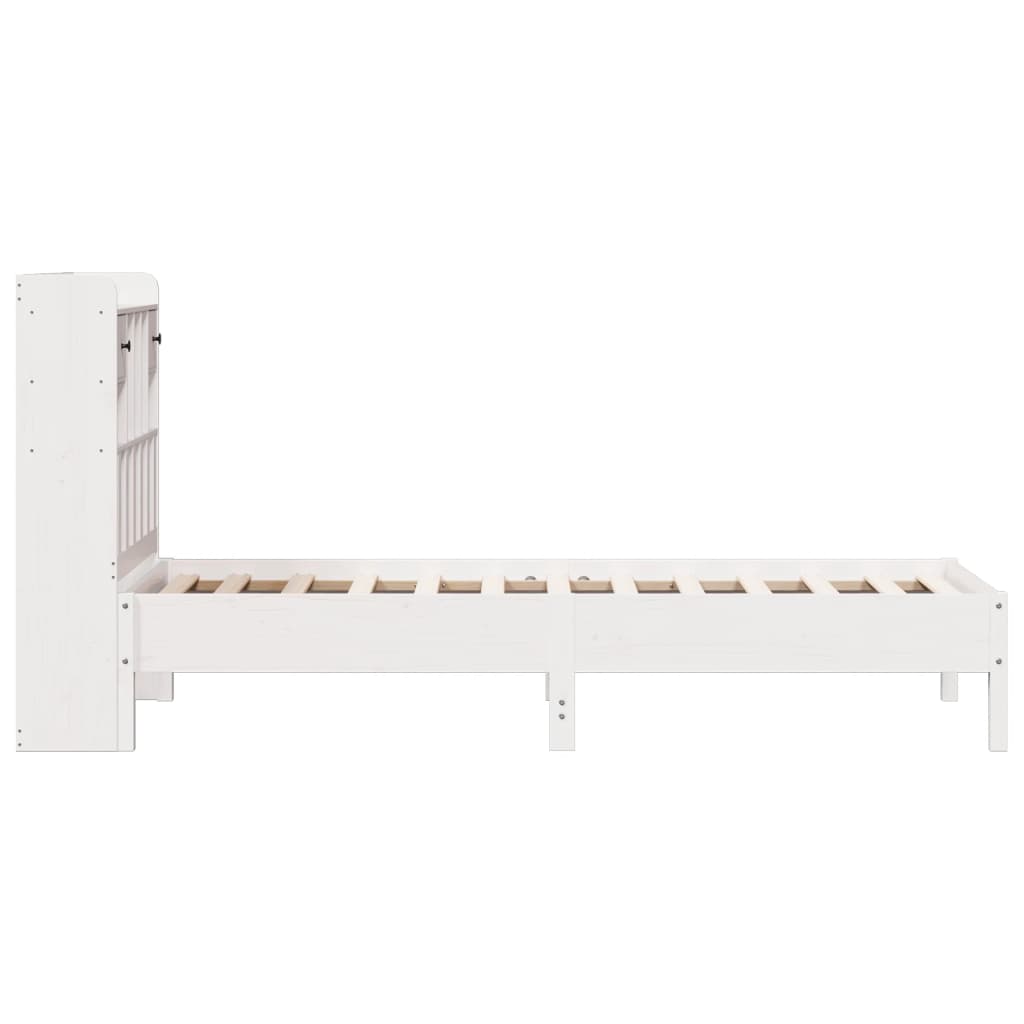 Vidaxl Bed With Shelf, Without Mattress, White, 90X190 Cm, Pine