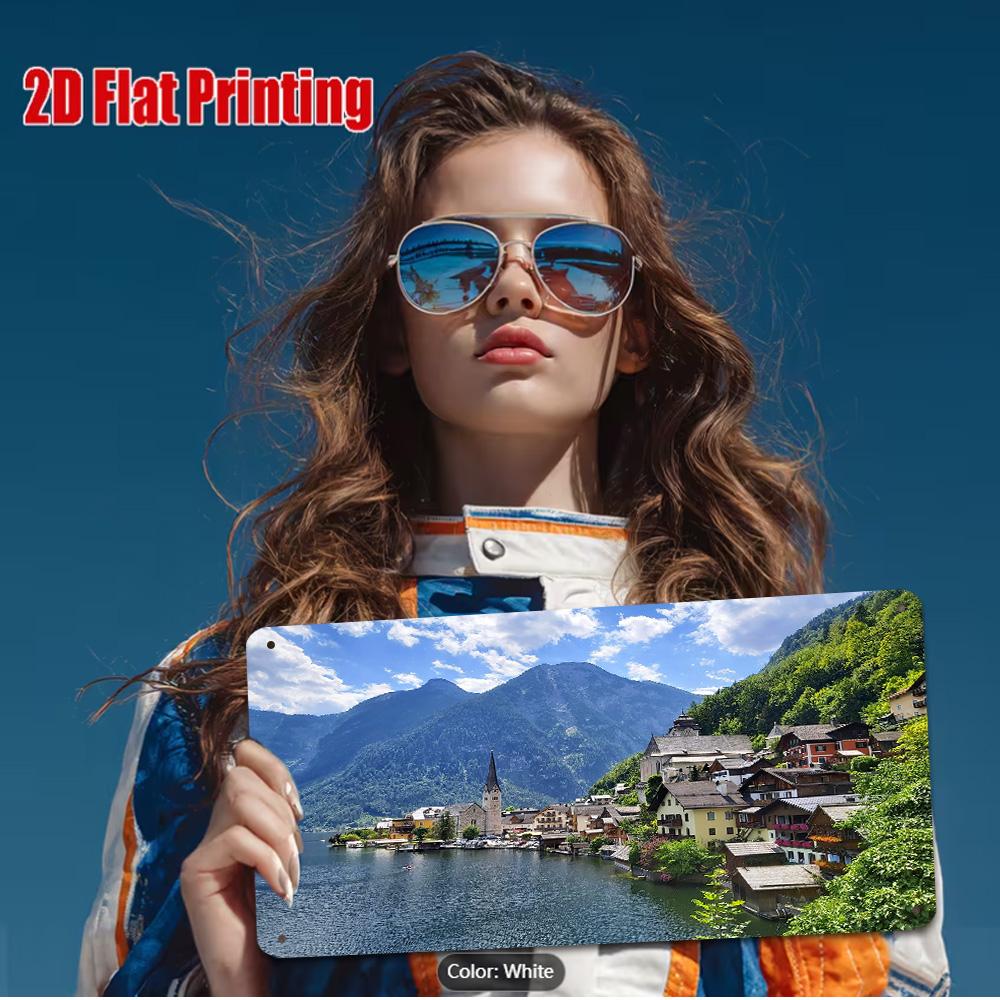 

HD Metal Tin Sign Hallstatt Lake Mountain Village Scenery Wall Decor 15x30cm(5.9x7.8inch)