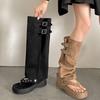 Fashion Flow Black Heightened Platform Boots Women's High Sense Removable Roman Cool Boots