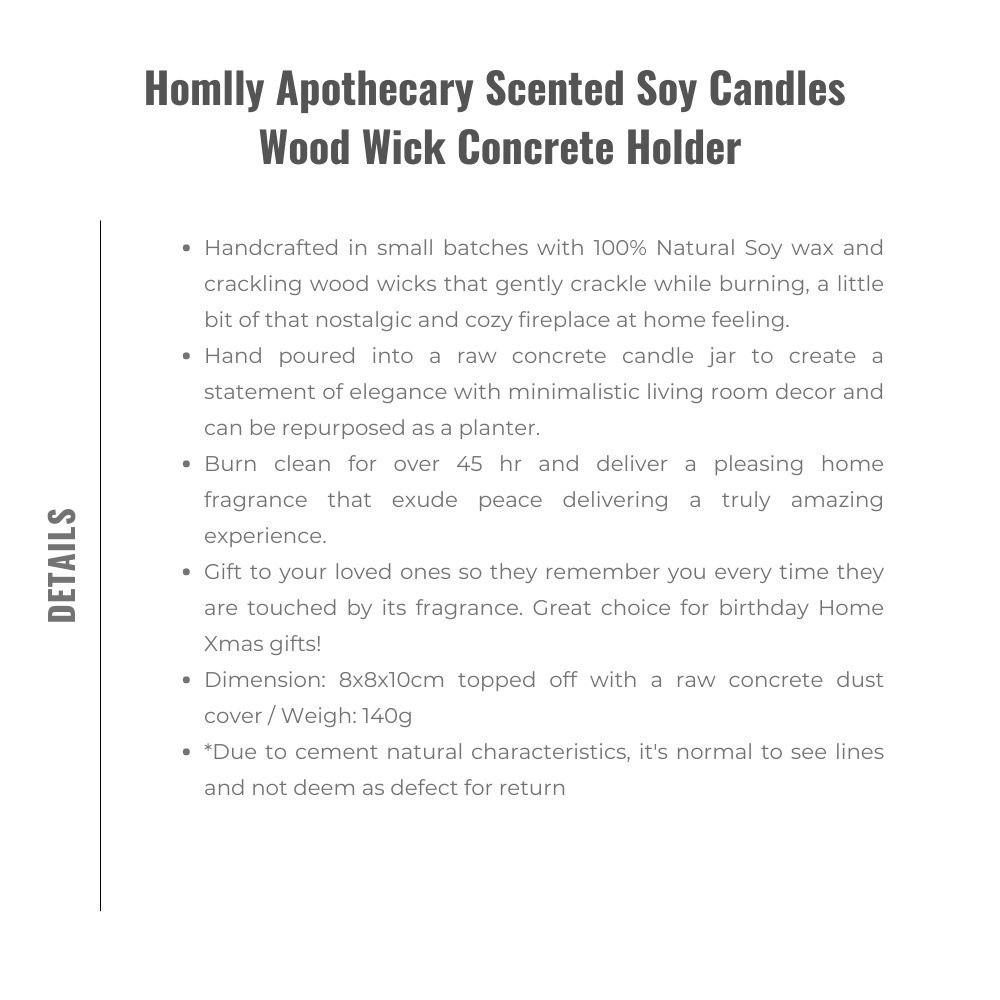 Homlly Apothecary Scented Soy Candles Wood Wick Concrete Holder