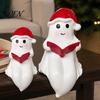 Small Resin Ghost Figure Cute Reading Book Lamp, Christmas Figurine with Santa Hat, Statue for Home Warm Lighted Halloween Night Light Bedroom, Shelf,