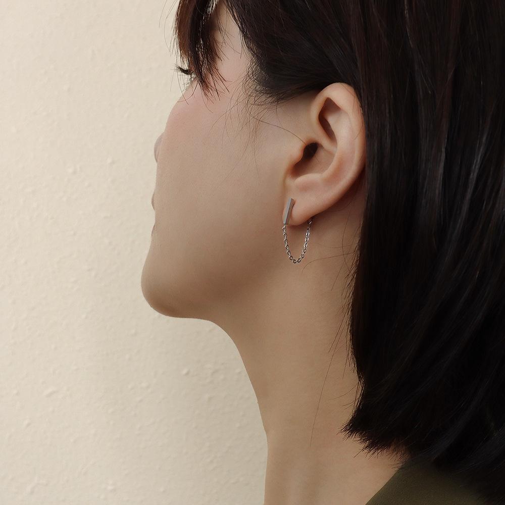 Korean Cold Style Long Tassel Earrings, Titanium Steel, F266