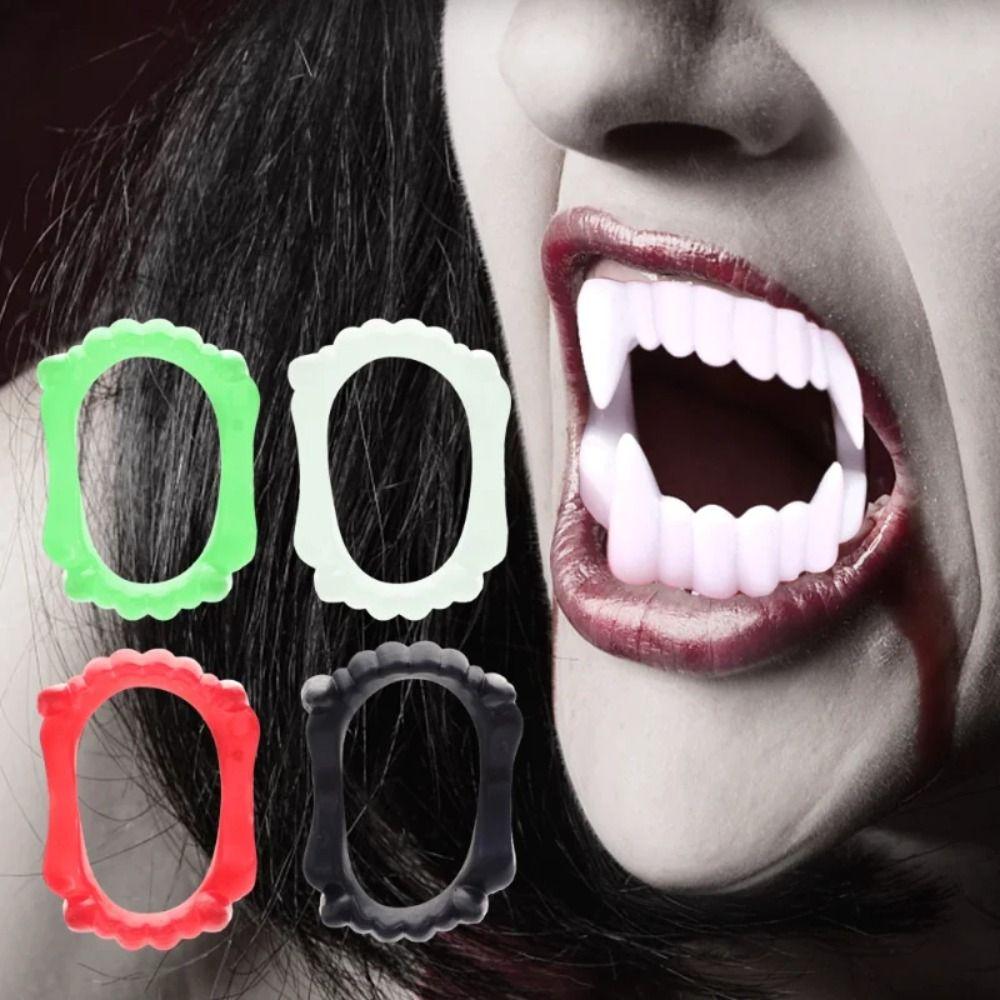 10 Pcs/set Glow Halloween Fake Teeth Plastic Zombie Fake Teeth Funny Luminous Dentures Unisex