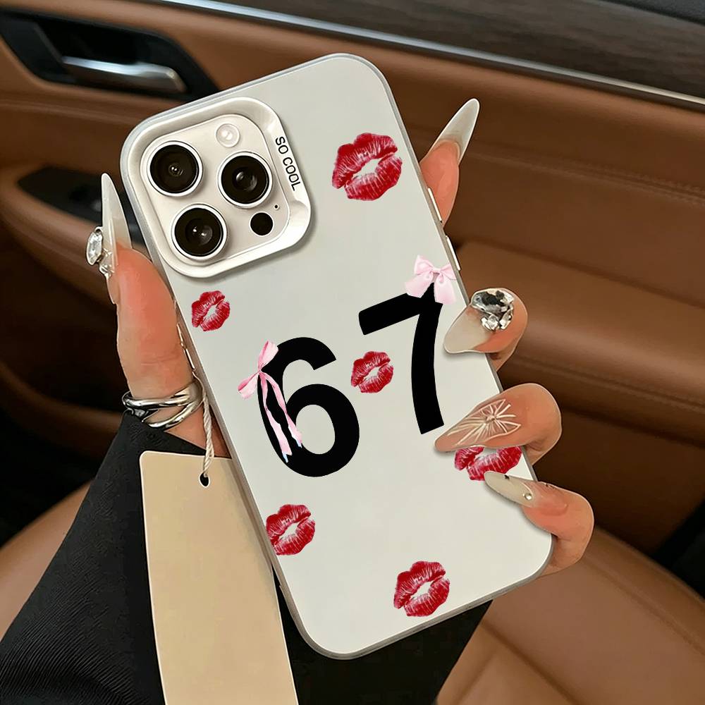 SS Fashion Six Seven 67 Phone Case For IPhone 17 Air 16 15 14 13 12 11 Pro Max White  Silver  Hard Cover