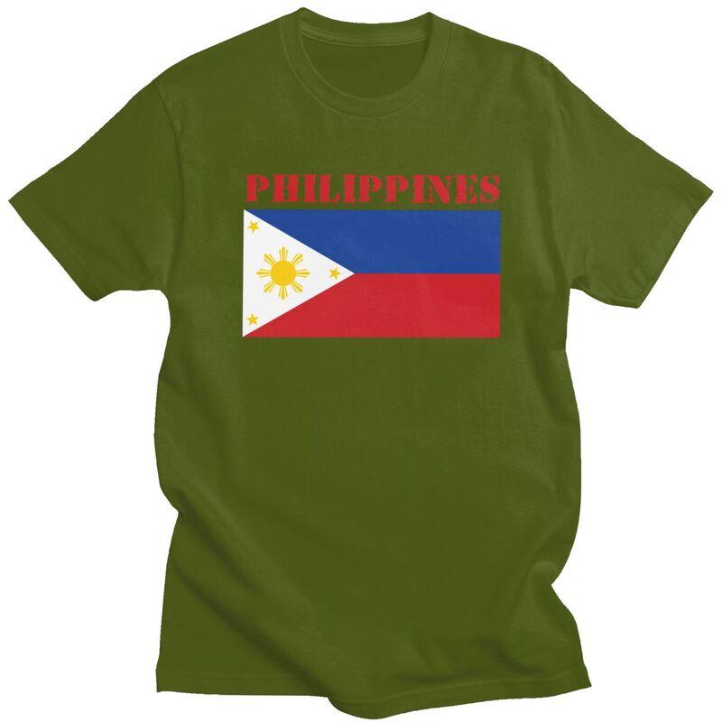 Custom Philippines Flag Tshirts for Men Short Sleeves T Shirt Fashion Tshirt Loose Fit Pure Cotton Tees Gift