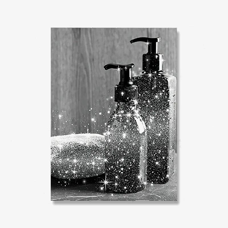 Modern Sexy Woman Bar Girl Drinking Bathroom Canvas Print Picture Poster Fashion Black White Roll Toilet Paper Painting Decor