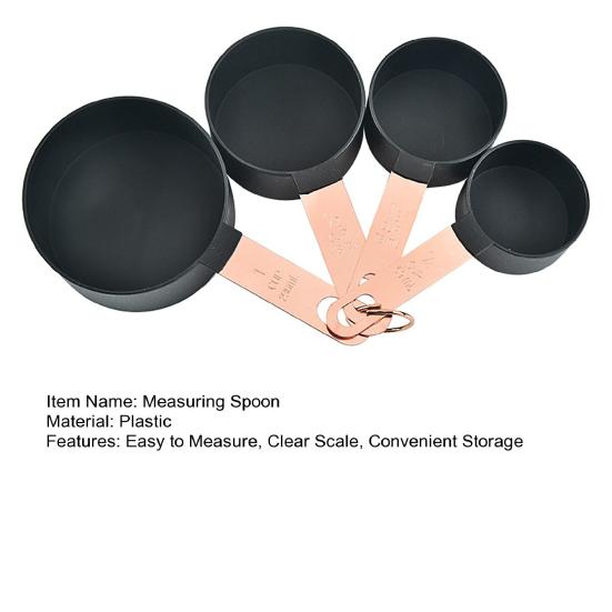 4Pcs Measuring Spoon Clear Scale Ring Buckle Comfortable Grip Plastic Food Measuring Scoop Set Kitchen Gadget Home Supplies
