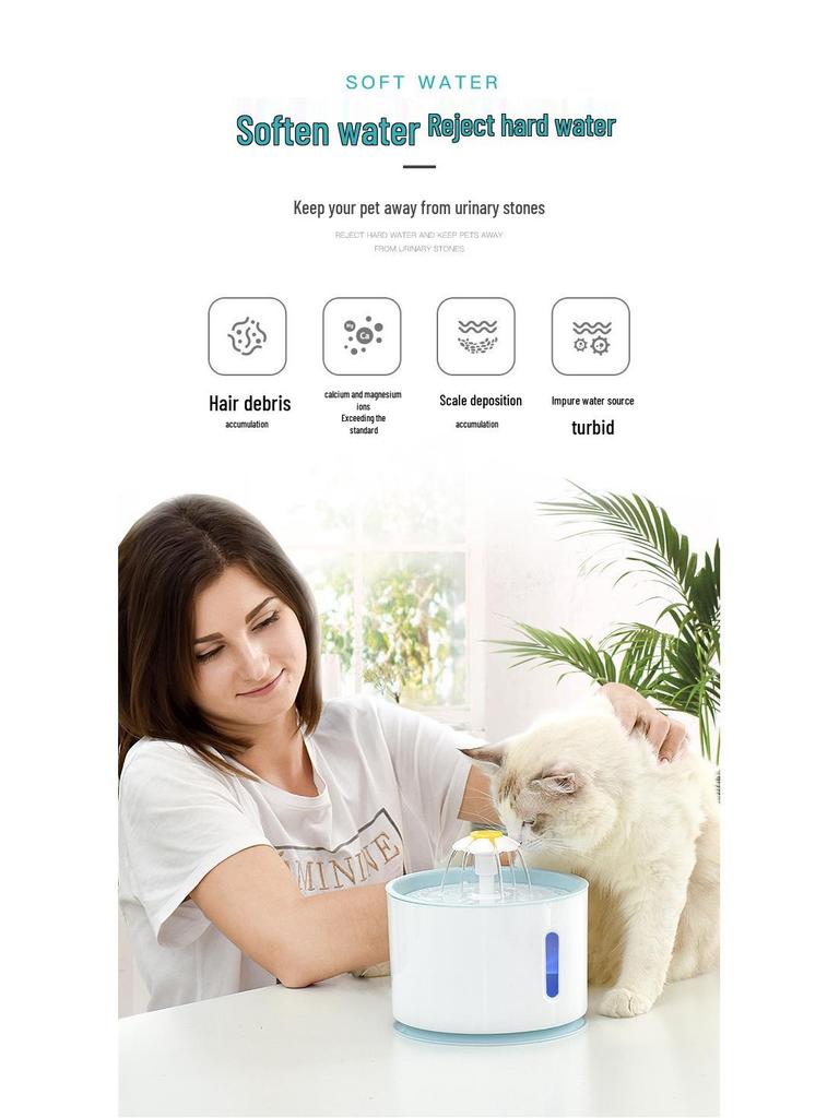 2,4L Leise Katzenwasserfontäne mit LED-Licht & Automatischer Abschaltung