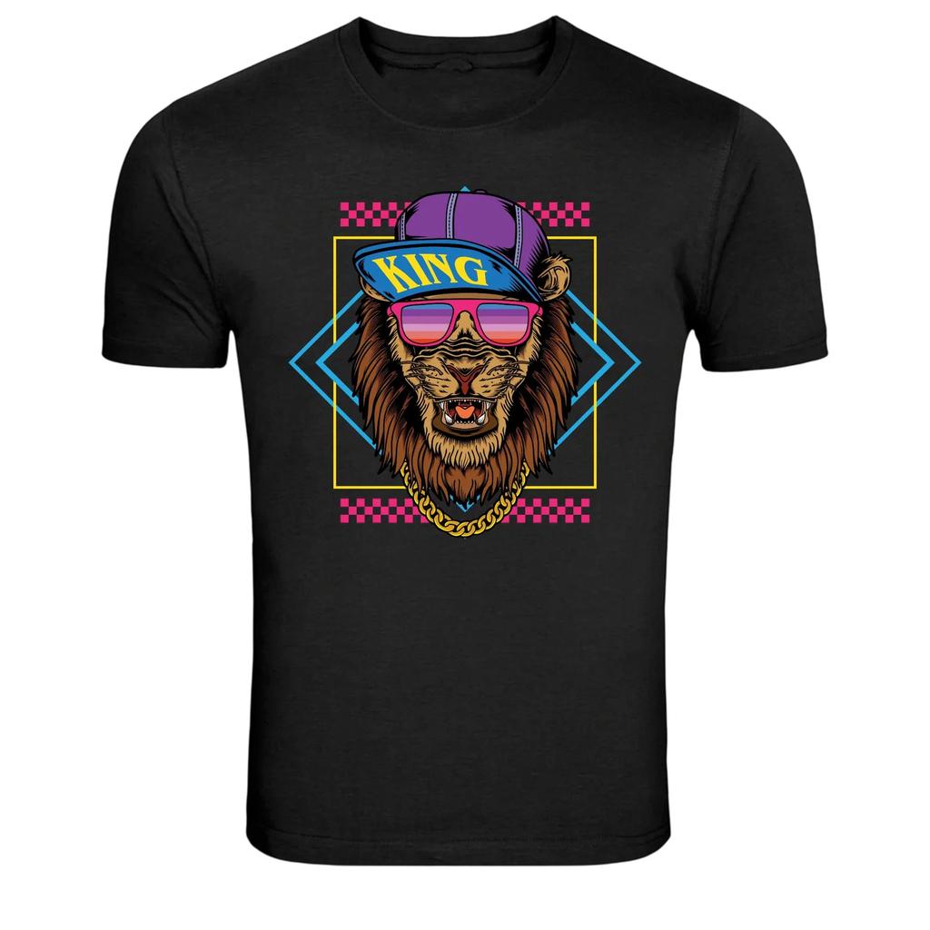 Retro King Lion With Sunglasses Street Graphic T-Shirt