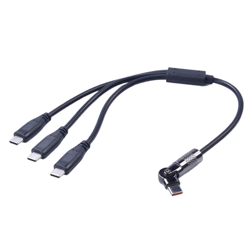 USB C 1 Male to 3 Male Splitter Data Transfer Charging 180 Degree Rotation Extender Splitter Cable for Smartphone