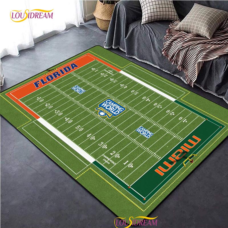 Personalisierter American Football Court Teppich, Teppich für Wohnzimmer Schlafzimmer Dekoration, Kinder Küche Badezimmer Rutschfeste Bodenmatte Alfombra