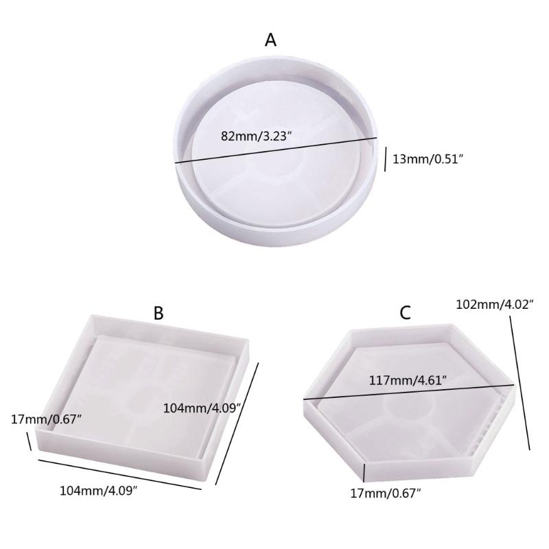 Placemat Tray Molds DIY Coaster Silicone Molds Epoxy Square Round Hexagon Molds for DIY Resin Casting Home Decoration