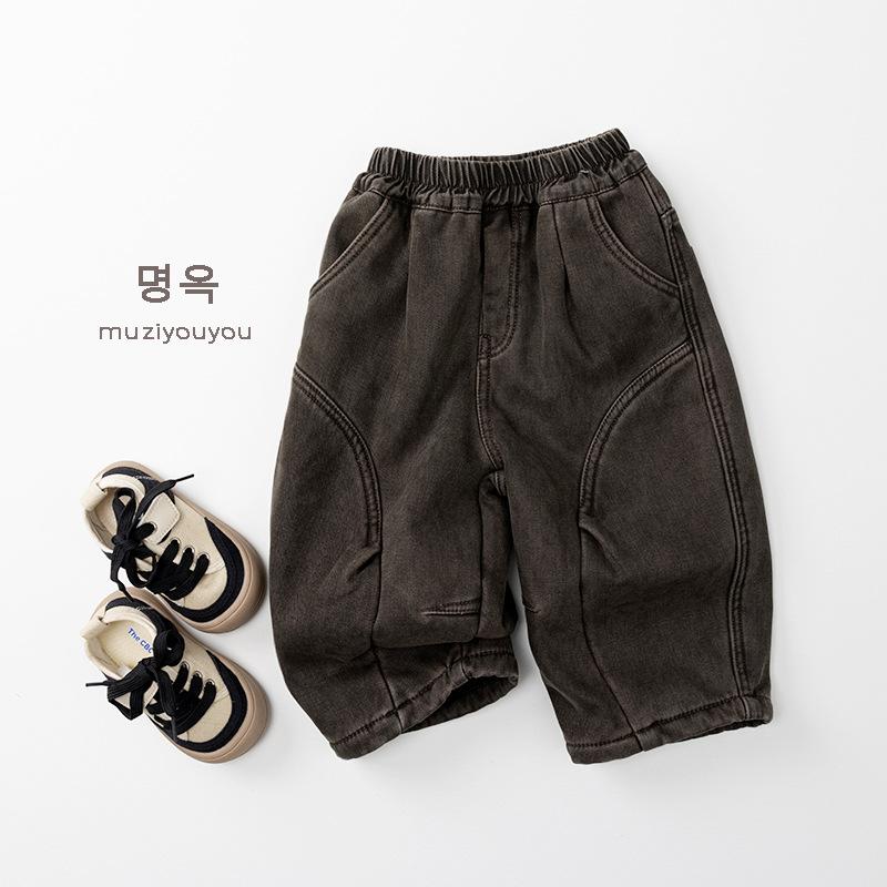 Thick Fleece Lined Kids Long Pants Unisex Boys Girls Warm Casual Winter Trousers
