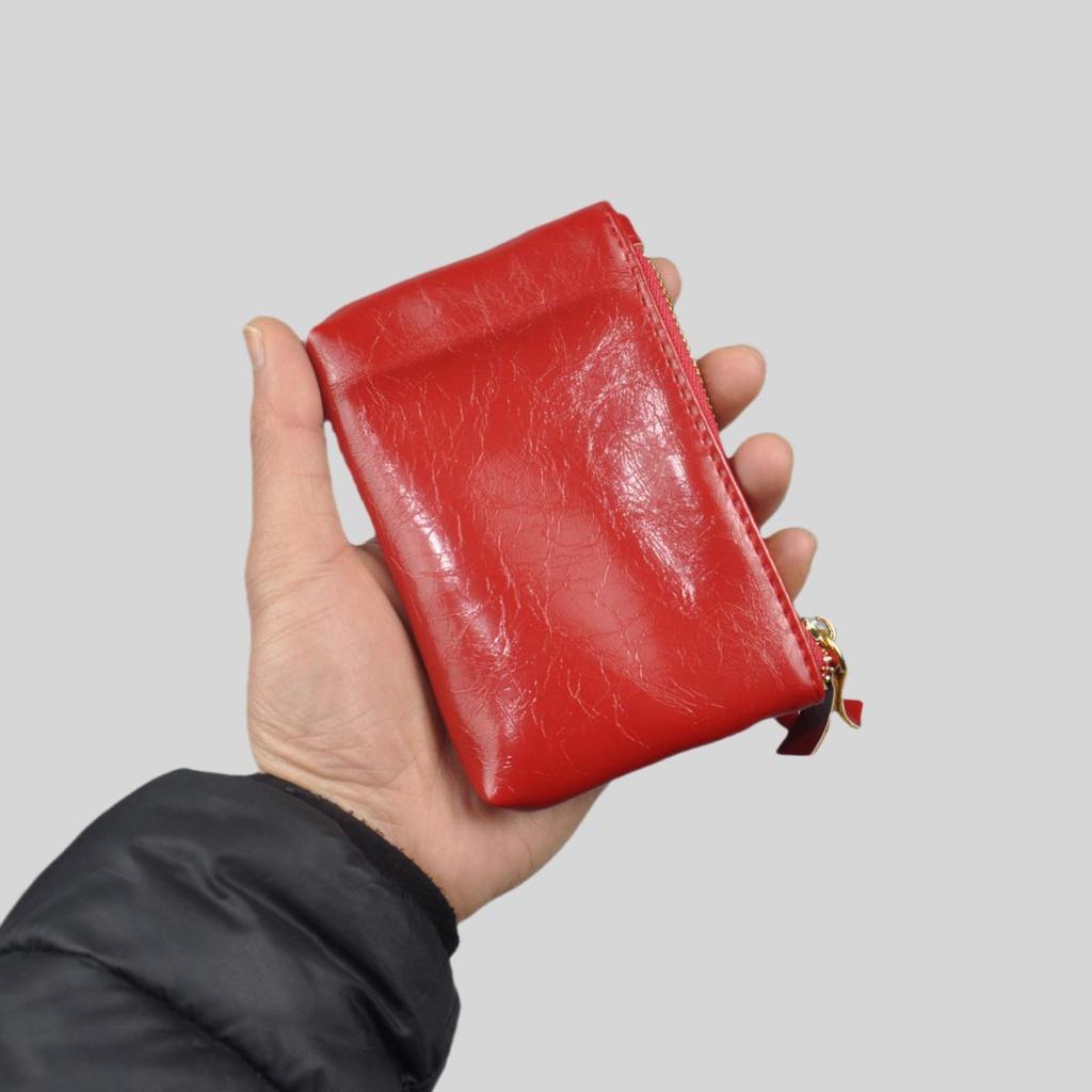 Women's Small Faux Leather Wallet - Crackle Pattern, Card & Key Holder Coin Purse