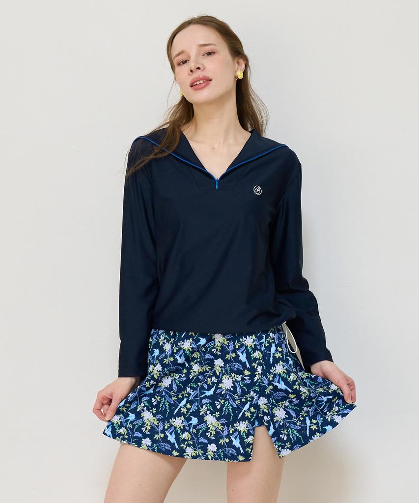 Bonide [Set] Zip-Up Rash Guard Set Forest Navy