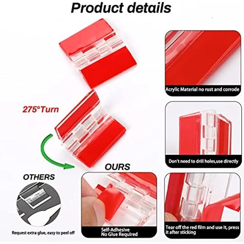 10Pcs Transparent Plastic Folding Hinges Durable Clear Acrylic Hinge Tools Cabinet Hardware Furniture Cabinet Door Hinges.
