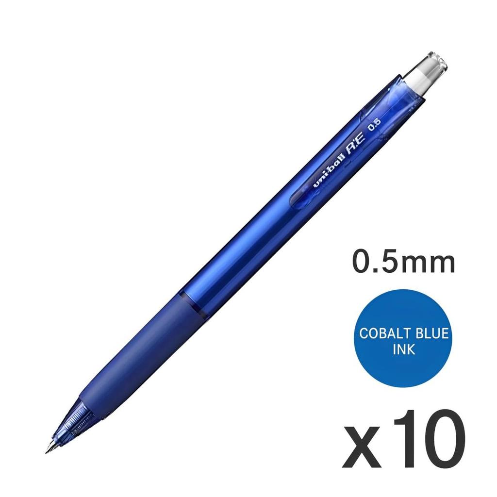 Mitsubishi Pencil Erasable Gel Ink Ballpoint Pen l Cobalt Pack of 10 RE 0.5mm Blue,