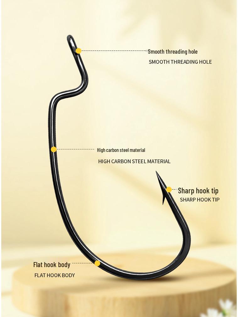 Wide Gap Reinforced Crank Hook for Carolina Rig | Drop Shot Fishing | Soft Worm & Artificial Bait | Outdoor Fishing Lure Hook