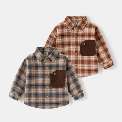 Jungen langarm kariertes hemd frühling neue kinder casual shirt reine baumwolle baby mode top kinder kleidung