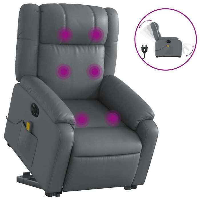 VidaXL Electric Massage Recliner Armchair Grey Faux Leather 3205174