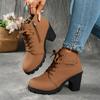 Women'S Mid-Heel Ankle Boots with Side Zipper - Comfortable Faux Cover, Decorative Buckle Design, All-Season Versatile Casual Shoes for Casual Attire