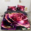 Red Roses Duvet Cover Set Queen Size King Full 3D Bedding Sets Flower Pillowcase Quilt/Comforter Cover Sets Linens Bed 140x200