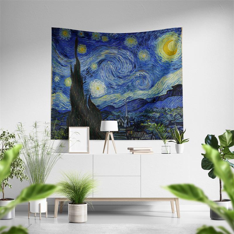 Aertemisi The Starry Night Vincent van Gogh Tapestry Wall Hanging Art for Bedroom Living Room College Dorm Party Backdrop Home