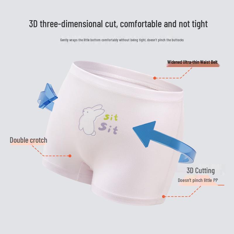 Girls' Antibacterial Cotton Boxer Briefs - Flat-Leg No-Pinch Design for Children