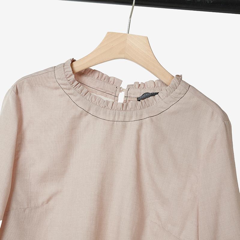 ZANZEA Women Casual Round Neck Solid Color Loose 3/4 Sleeve Blouse