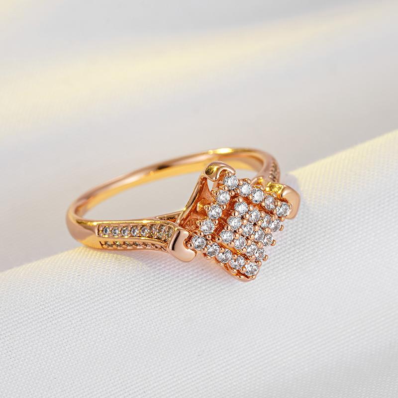 Luxury Full Paved Natural Zircon Women'S Ring  Rose Gold Unique Design Bride Wedding Jewelry Best Gift For Girls