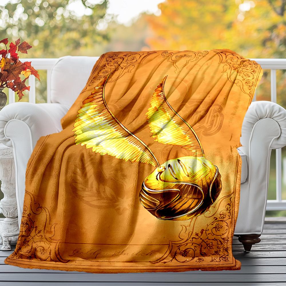 1pc Golden Snitch Harry Potter Outdoor Flannel Throw Blanket All Season Soft Warmth,Home Decor 1031218