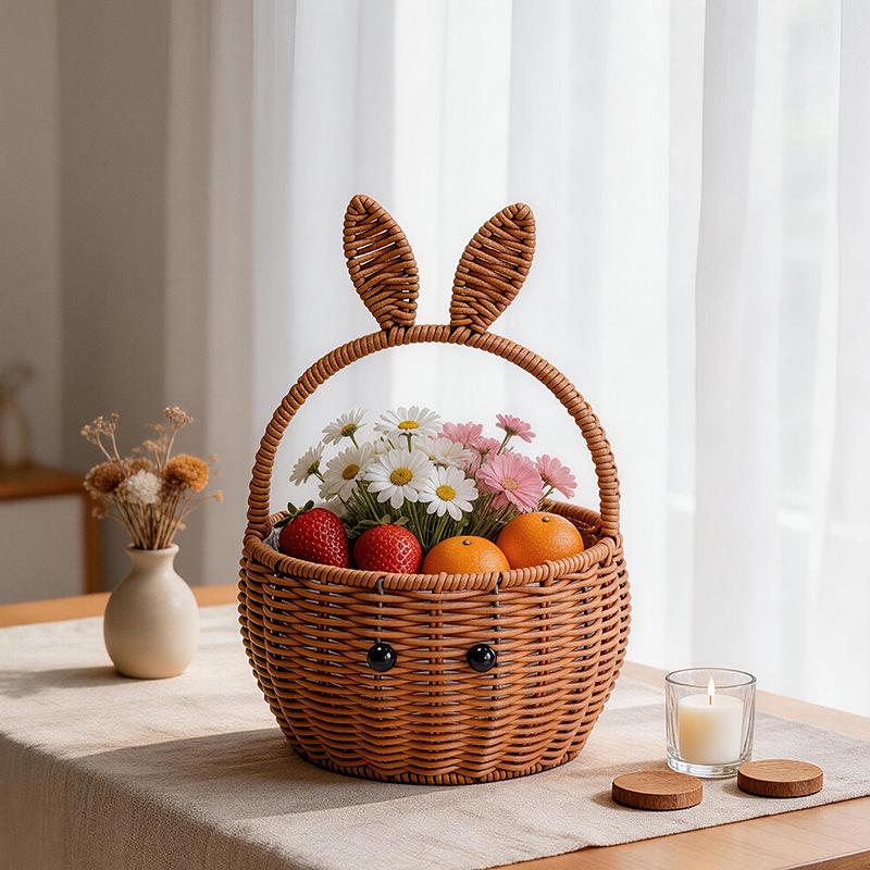 Handcrafted Rattan-Style Basket: Multi-Purpose for Storage, Fruit, Flowers, Souvenirs, or Outdoor Use