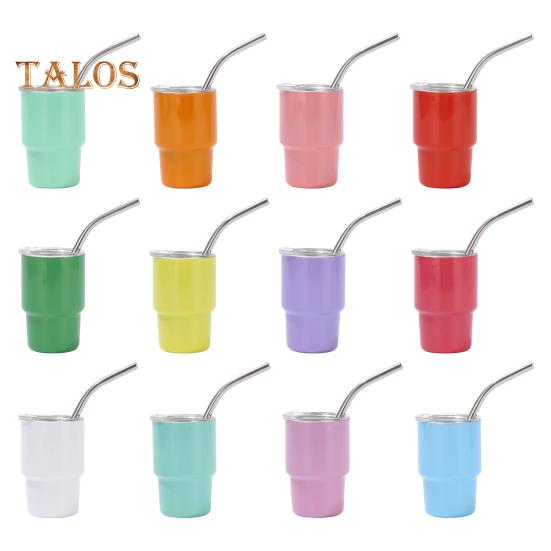 Mini sklenice na panáky s brčkem a víčkem 3 oz termohrnek z nerezové oceli s izolovanou sklenicí na panáky s ochranou proti úniku pro koktejlovou párty na whisky