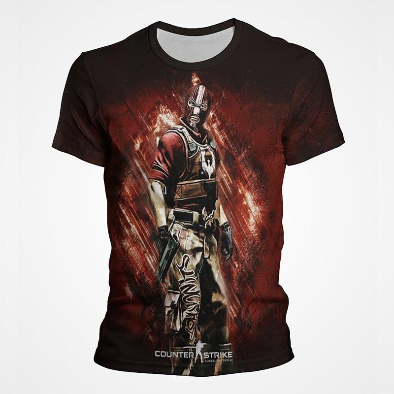 Shooting Game CS GO Pattern 3D Printed T-shirt Men's Summer Short Sleeved Round Neck Top Trendy Harajuku Fashion Streetwear
