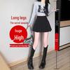 2024 Fashion High Waist Black Pleated A-line Mini Skirt for Women - Spring, Summer, Autumn