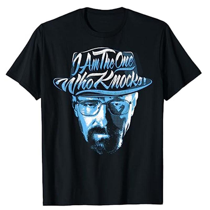 Breaking Bad Periodic Square T-Shirt I Am The One Who Knocks Blue Hue Portrait Tee Funny Heisenberg Desert Horizon Outline Tops
