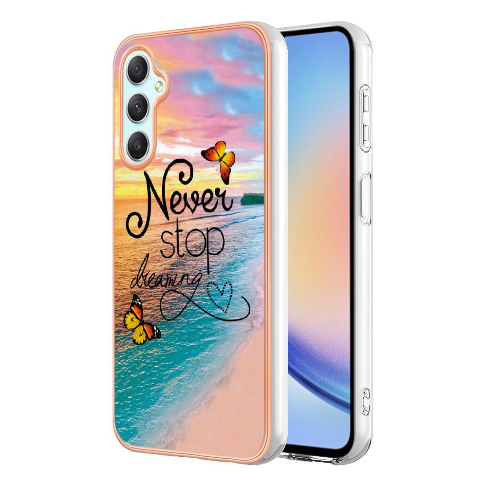 For Samsung Galaxy A25 5G (Global) (161.0 x 76.5 x 8.3mm) Case with IMD Marble Flower Pattern TPU Mobile Back Cover