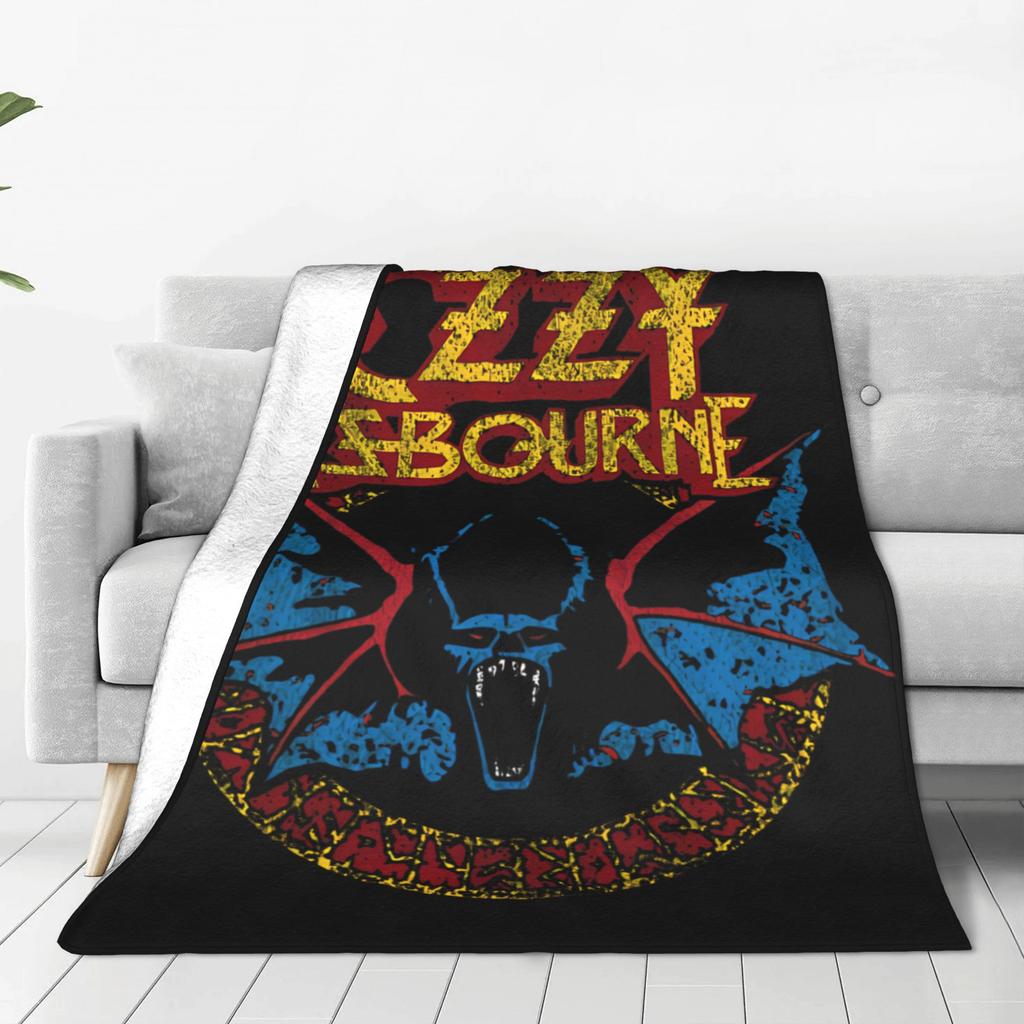 Black Sabbath Ozzy Is Bat Warm Soft Blankets  Travel Plush Throw Blanket Print Living Room Flannel Bedspread Sofa Bed Cover