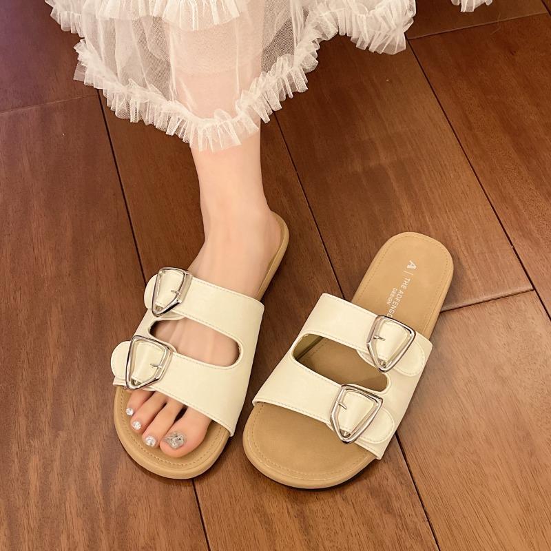 Fashion New Women Cork Sole Clogs Slippers Fashion Cow Suede Flat Mules with Adjustable Buckle Men Leather Potato Shoes Beach Sandals