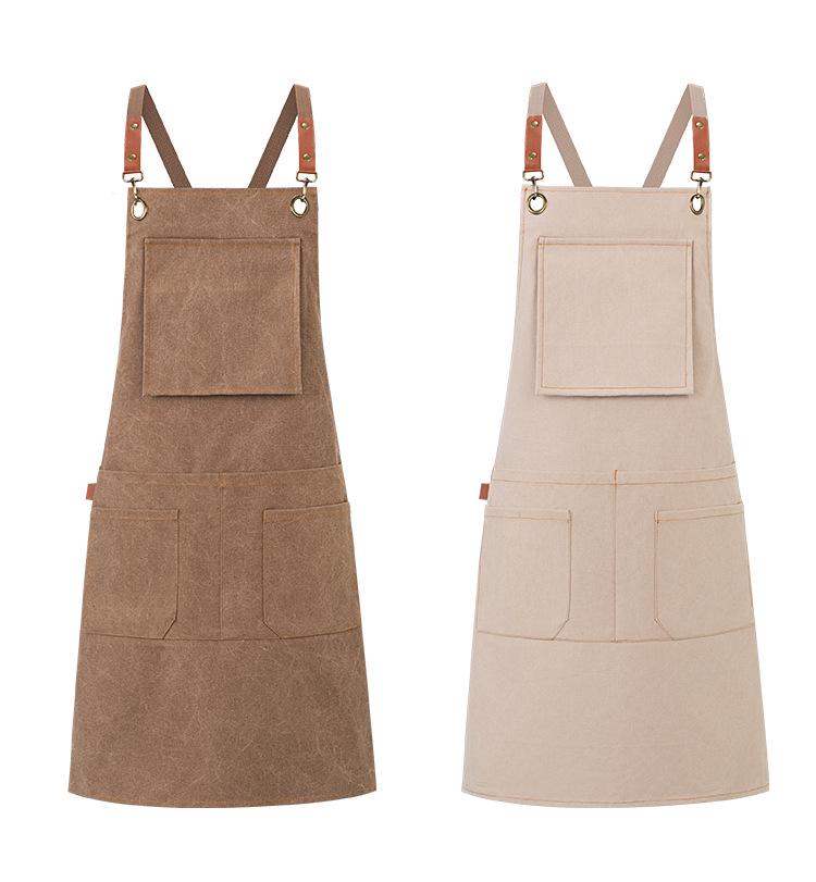 Premium Waterproof Canvas Apron for Catering, Baristas, Baking, Milk Tea Shops - Custom Logo Workwear