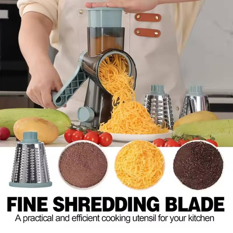 3-in-1 Rotary Cheese Grater - Multifunctional Manual Veg Slicer & Nut Grinder, A Must for Your Kitchen!