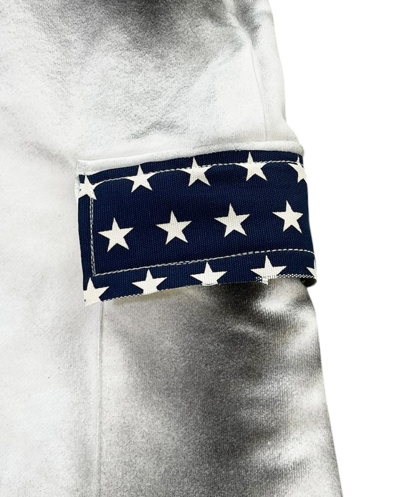 SK8ER ROCK Flag Raid Painting Cargo Bermuda Shorts ((Off White))