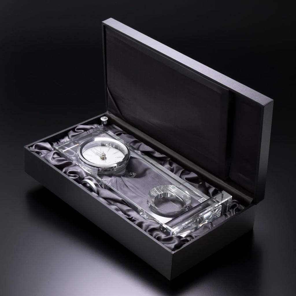 NARUMI Glassworks Window Clear Clock, 31cm Tall, Pendulum Clock GW1000-11036