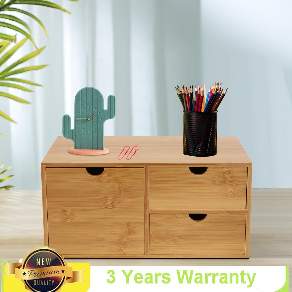 Bymaocar Mini Drawer Style Countertop Desk Retro Thick Storage Box, Tidy Desktop Organizer W/ Embedded Handles for Offices&Shops