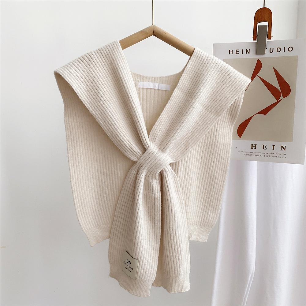 Solid Color Cross Shawl Women's Spring Autumn Shoulder Knit Wool Decorative Scarf