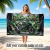Motorcycle Biker Theme Quick Dry Beach Towel Custom Name Text Print Large Sand Resistant Towel Beach Vacation