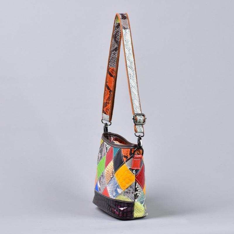 Genuine Leather Women's Bag Women's Checkered Crossbody Single-shoulder Bag Small Bag